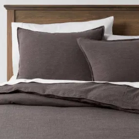 New - 3pc King Space Dyed Cotton Linen Duvet & Sham Set Dark Gray - Threshold