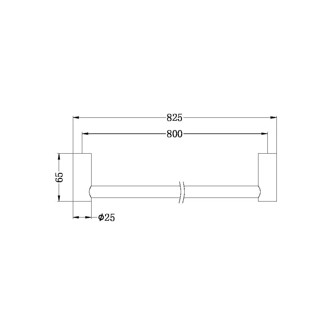 New MECCA Single Towel Rail 800MM Brushed Gold 2330-BG