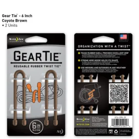 Nite Ize Gear Tie 6 inch - Coyote Brown 2pk