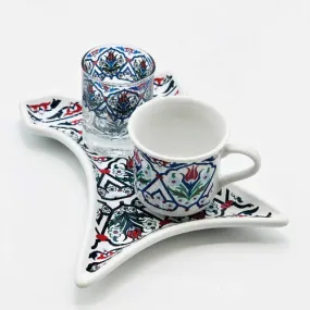 One Person Turkish Coffee Set "Red Tulip Kaftan"