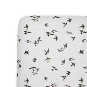 Organic Cotton Muslin Crib Sheet - Swallows