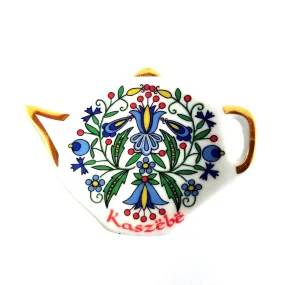 Polish Folk Art Kashubian Ceramic Tea Bag Saucer