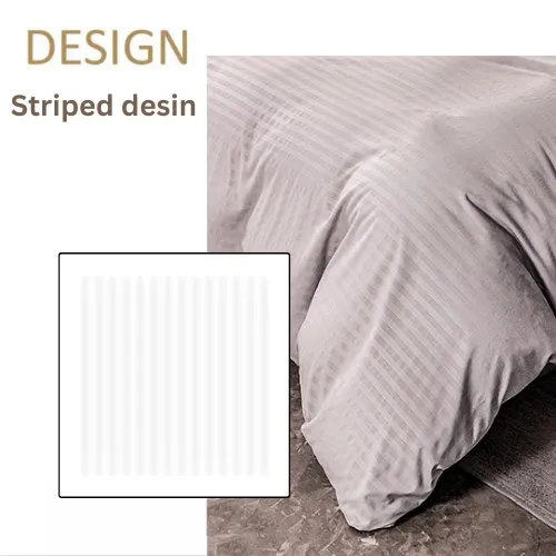 Premium King Size 6 Pieces Plain Gray striped design, bedding set without filler