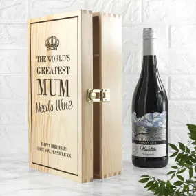 Pure Essence Greetings Personalised Wine Box for World's Greatest MUM