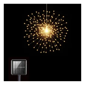 PXBNIUYA 1 Pack Starburst Sphere Lights,200 LED Firework Lights, 8 Modes Dimmable Waterproof Hanging Fairy Light, Copper Wire Lights for Patio Parties Christmas (Solar Powered)