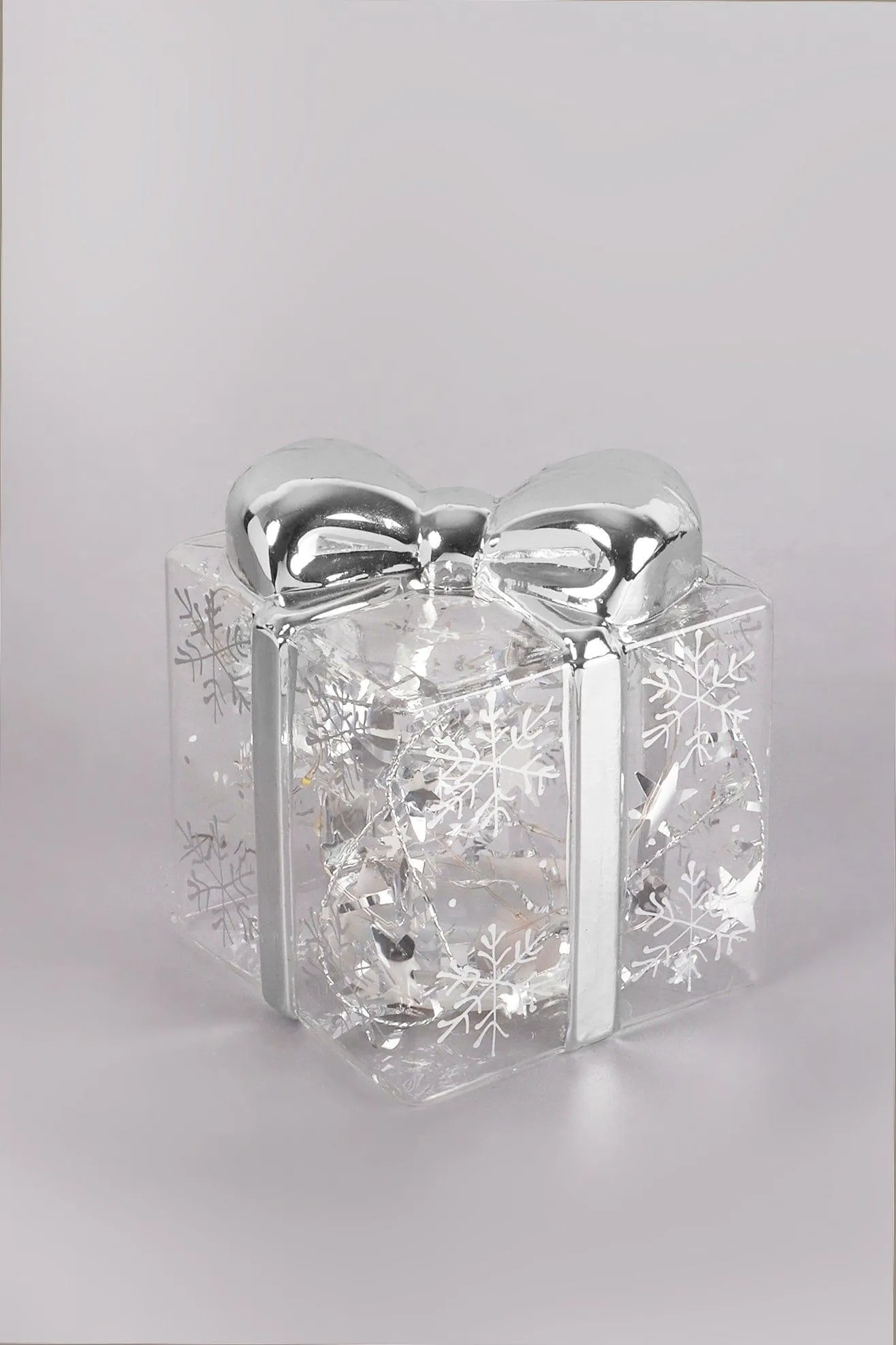 Radiant Clear Christmas Present Ornament with LED Lights