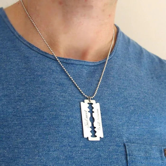 Razor Blade Pendant Necklace