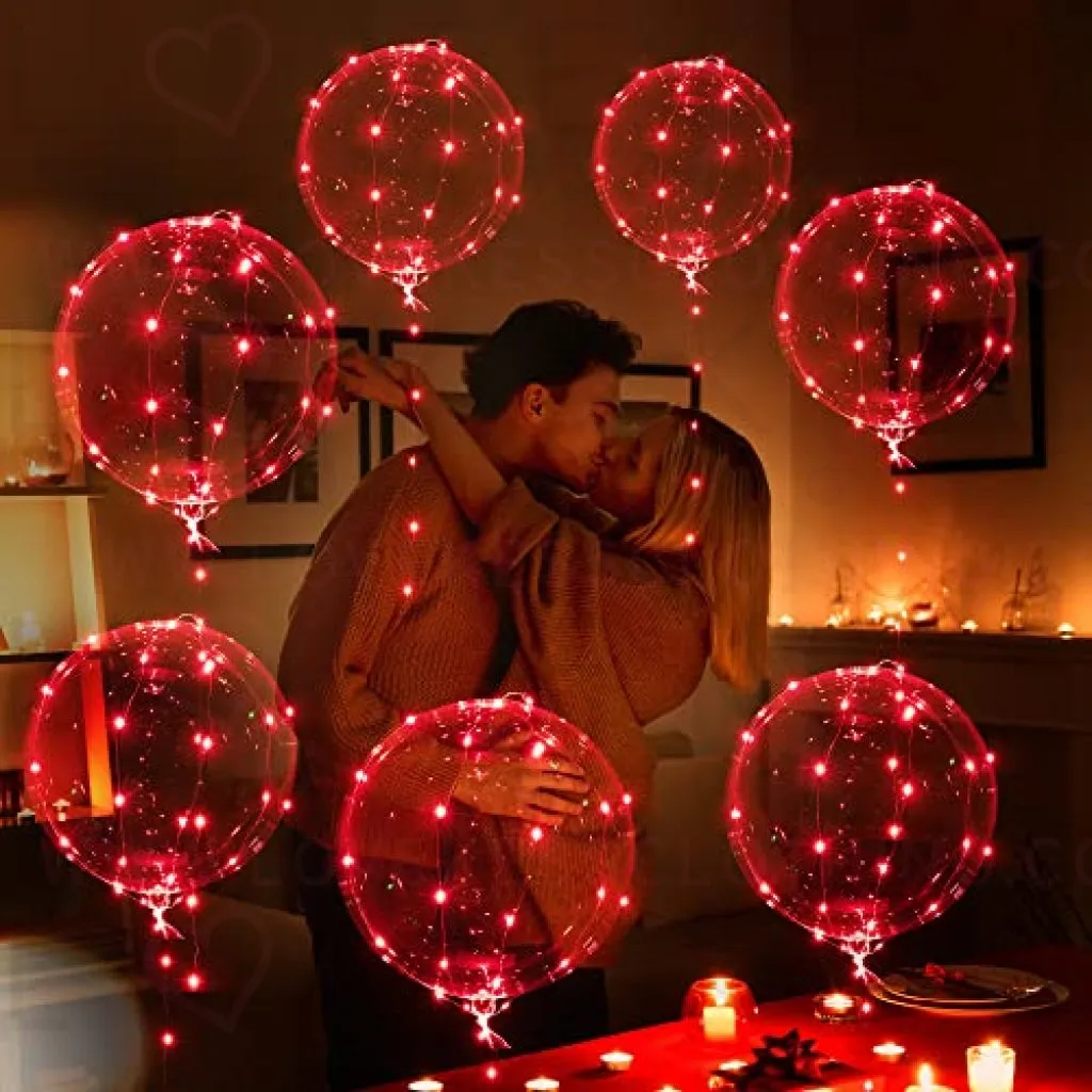 Red Light up Balloons, 7 Packs 20 Inch Bobo Balloons with 10ft Lights for Birthday Graduation Party Wedding Valentines Day Christmas Decoration (Red)