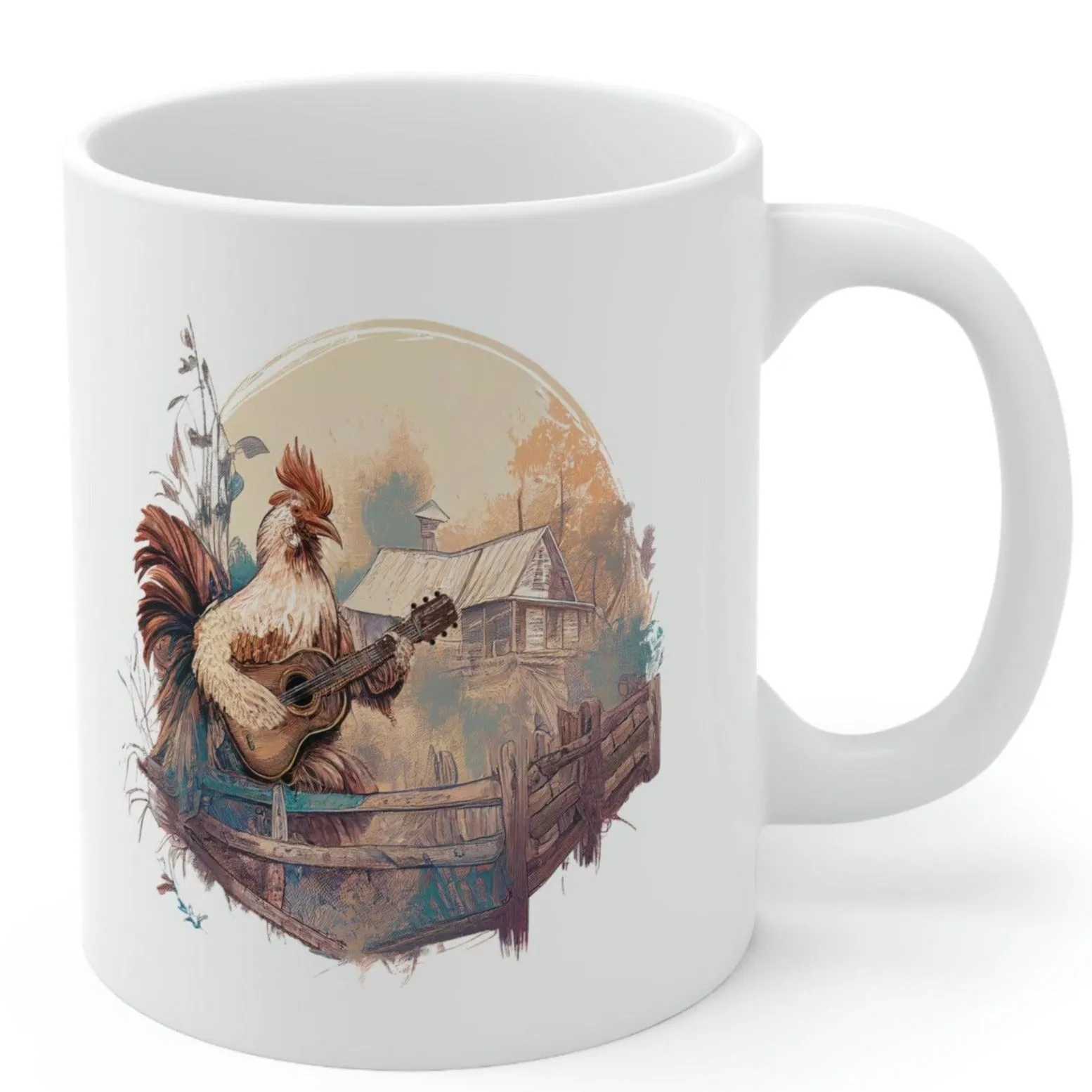 Rooster Playing Guitar Coffee Mug