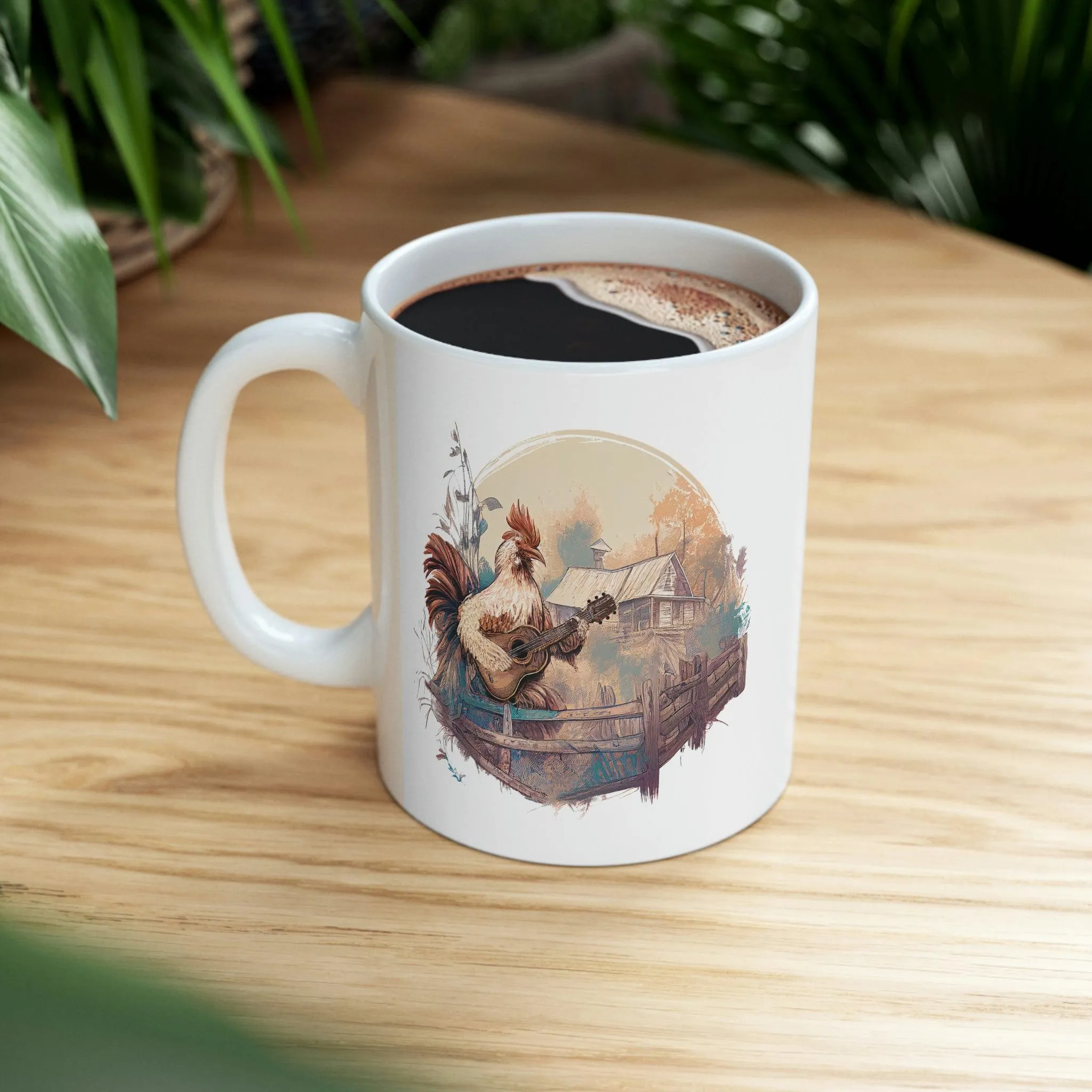 Rooster Playing Guitar Coffee Mug