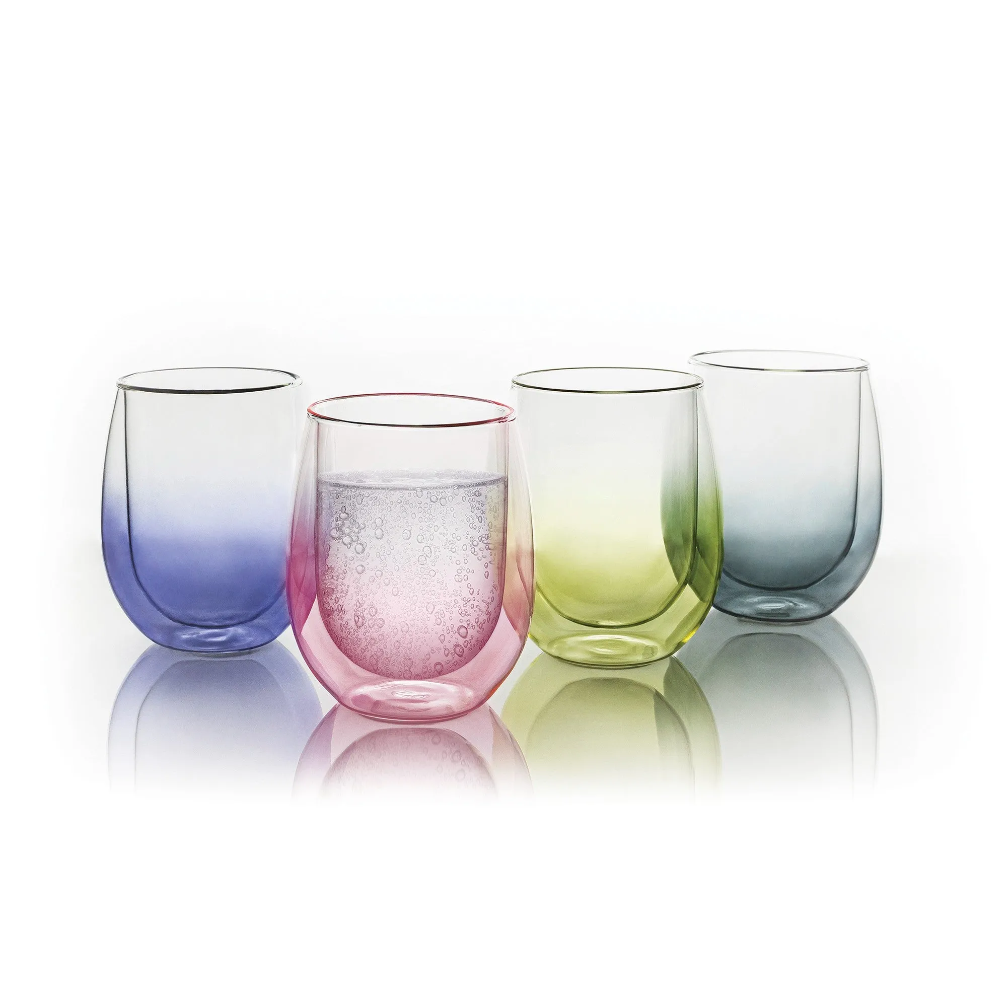 Safdie & Co. Bloom Double Wall Tumbler 4PC Assorted Colours 350ML