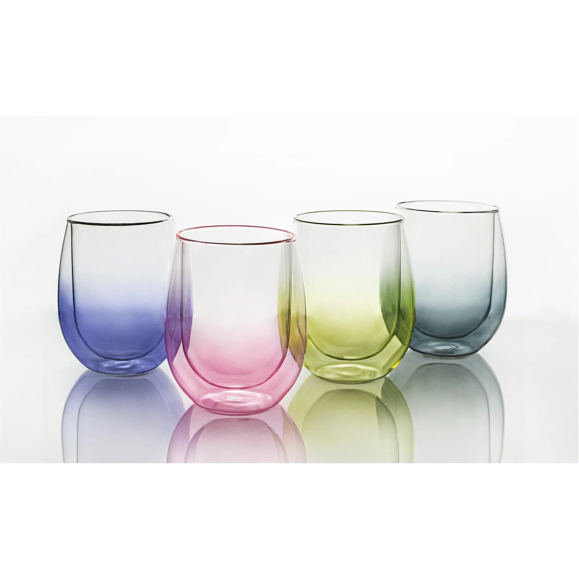 Safdie & Co. Bloom Double Wall Tumbler 4PC Assorted Colours 350ML