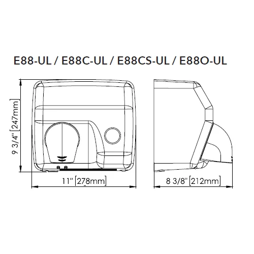 Saniflow® E88CS-UL PUSH-BUTTON Hand Dryer - Steel Cover with Satin (Brushed) Finish