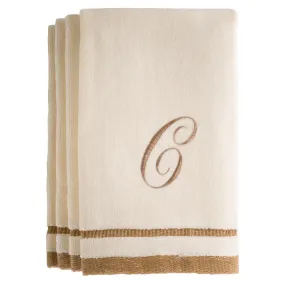 Set of 4 monogrammed towels - Initial C (Wholesale)