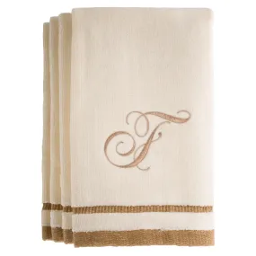 Set of 4 monogrammed towels - Initial F (Wholesale)