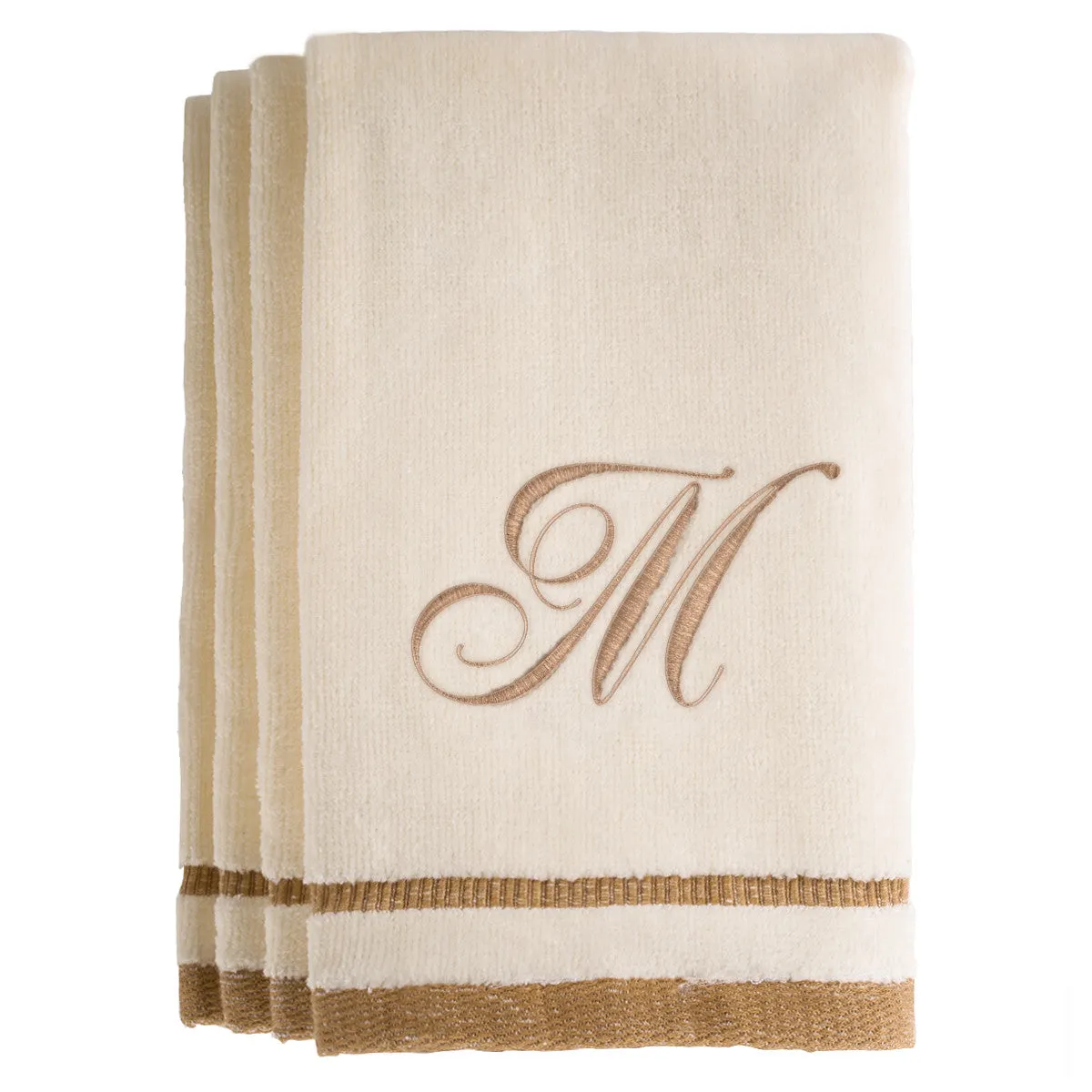 Set of 4 monogrammed towels - Initial M