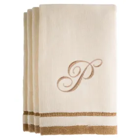 Set of 4 monogrammed towels - Initial P (Wholesale)