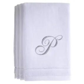 Set of 4 monogrammed towels - Initial P