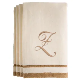 Set of 4 monogrammed towels - Initial Z (Wholesale)