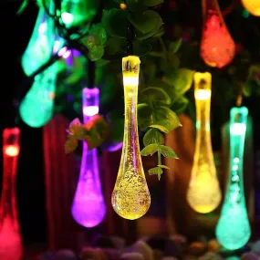 Solar Droplet Bulb String Lights Outdoor Waterproof Outdoor Decoration Garland Fariy Lights Christmas Wedding Party Garden