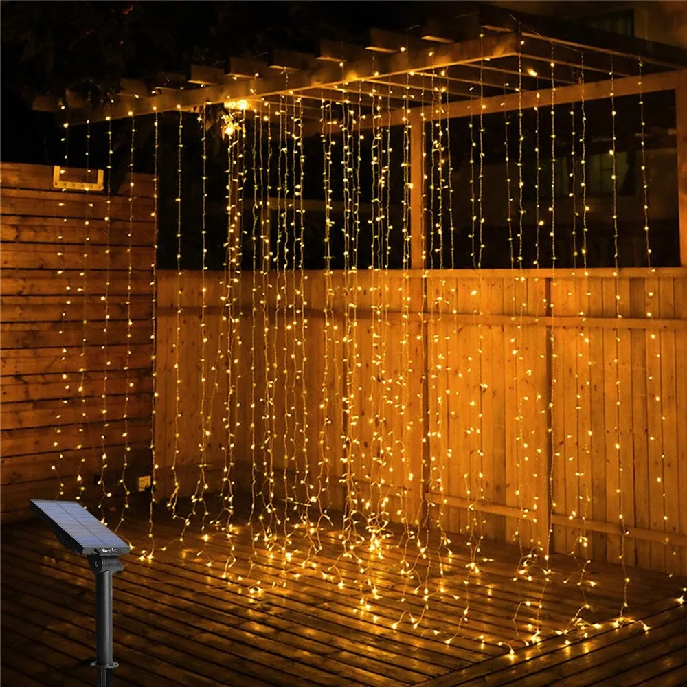 Solar-Powered LED Icicle Curtain Lights: Perfect for Gazebo and Party Decor