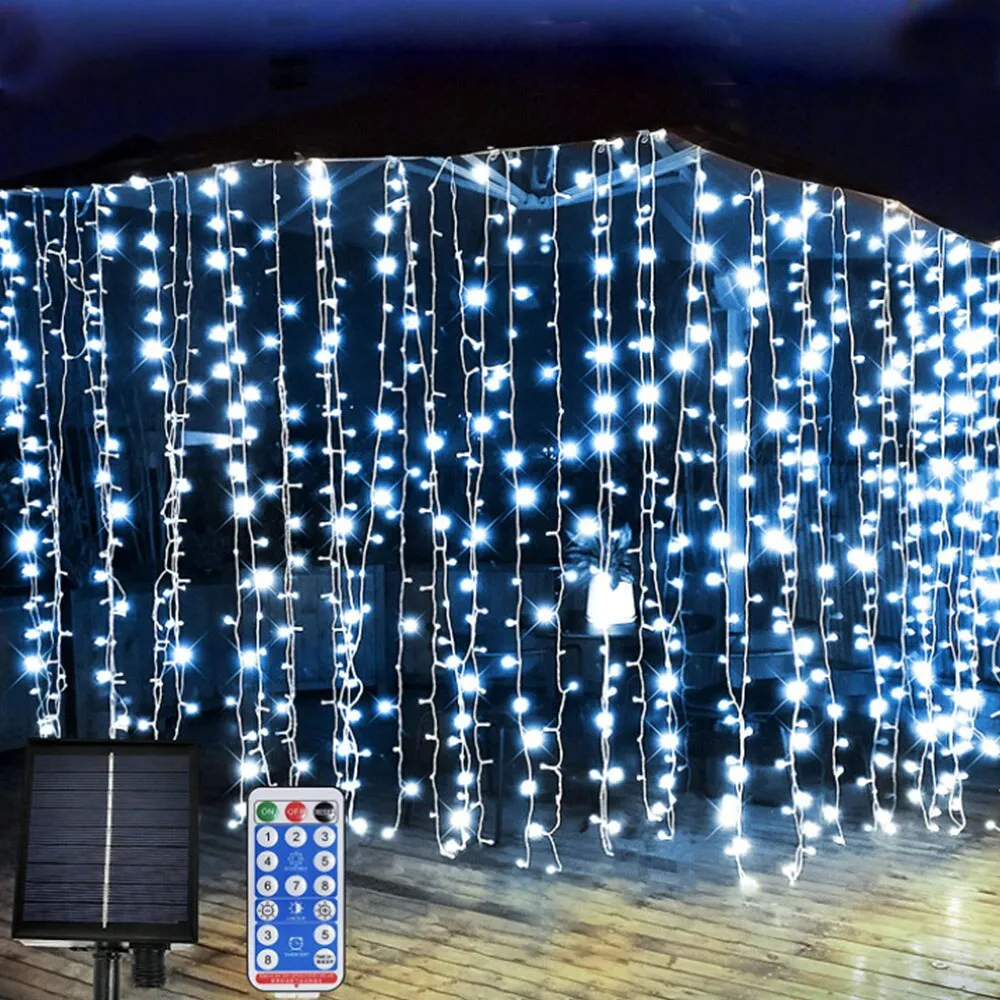 Solar-Powered LED Icicle Curtain Lights: Perfect for Gazebo and Party Decor