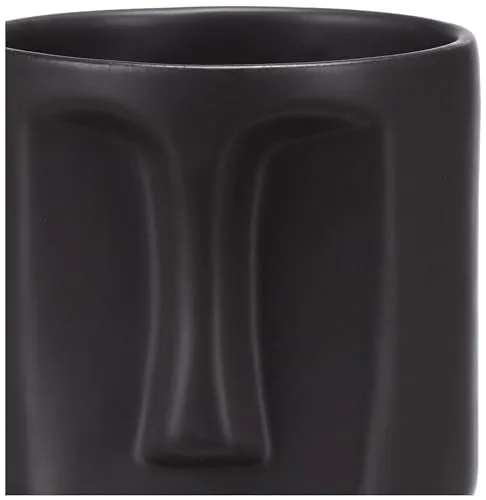 The Earth Store Black Visage Coffee Mug - 430ml Capacity, Microwave and Dishwasher Safe, Ceramic Coffee Mug Unique Face-Shaped Design for Every Occasion (Set of 1)