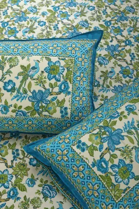 Turquoise Cymbidian Flower Cotton Bedsheet