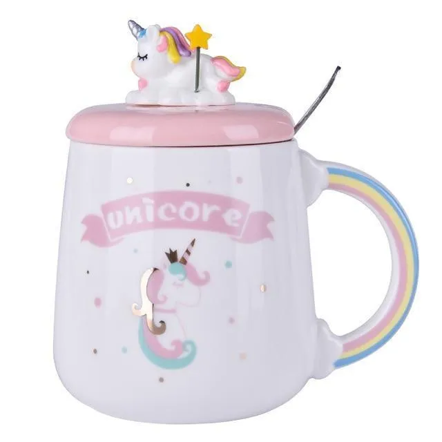 Unicorn Mug with Lid and Spoon