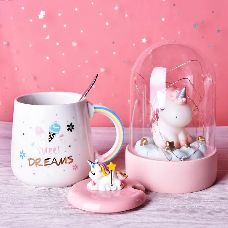 Unicorn Mug with Lid and Spoon