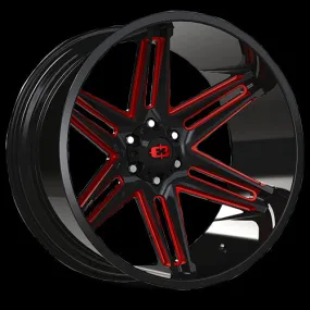 Vision Off-Road 363 Razor 20X12 8X165.1 -51mm Gloss Black Milled Spoke with Red