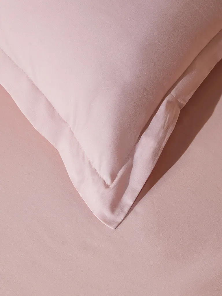 Westside Home Pink Solid Single Bed Fitted Sheet and Pillowcase Set